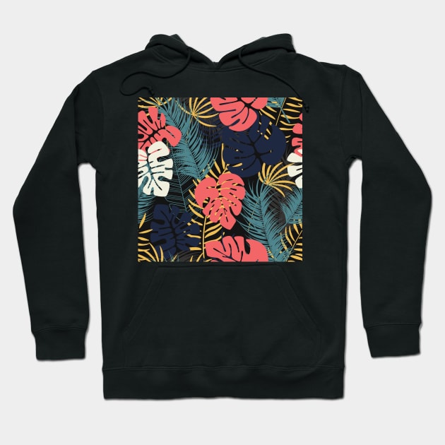 Tropical Leaf Pattern Hoodie by martynzero